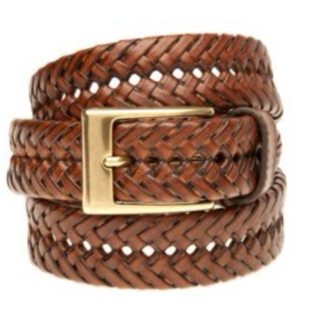 Braided brown leather unisex belt 51” long, gold tone buckle size 42 (XL) NWOT - Picture 11 of 11